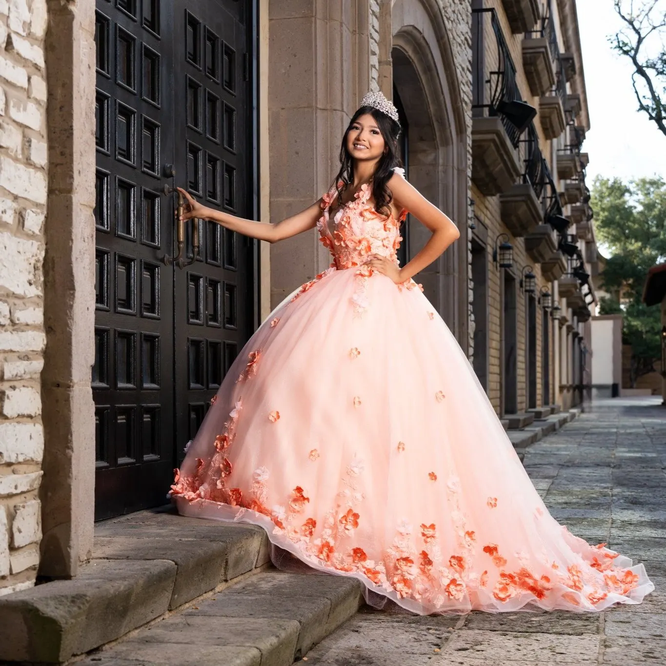 Quinceañera portrait session between the church ceremony and the party in Dallas
