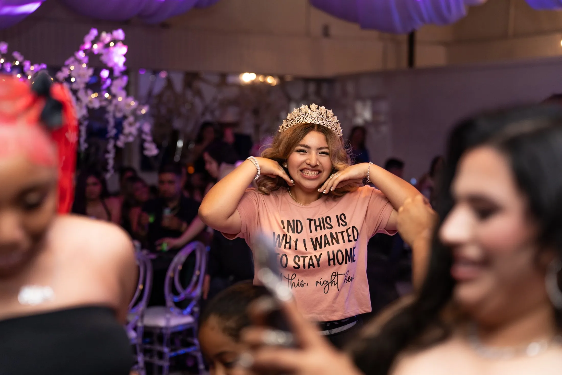 K’talyn on the dance floor after changing into her party T-shirt
