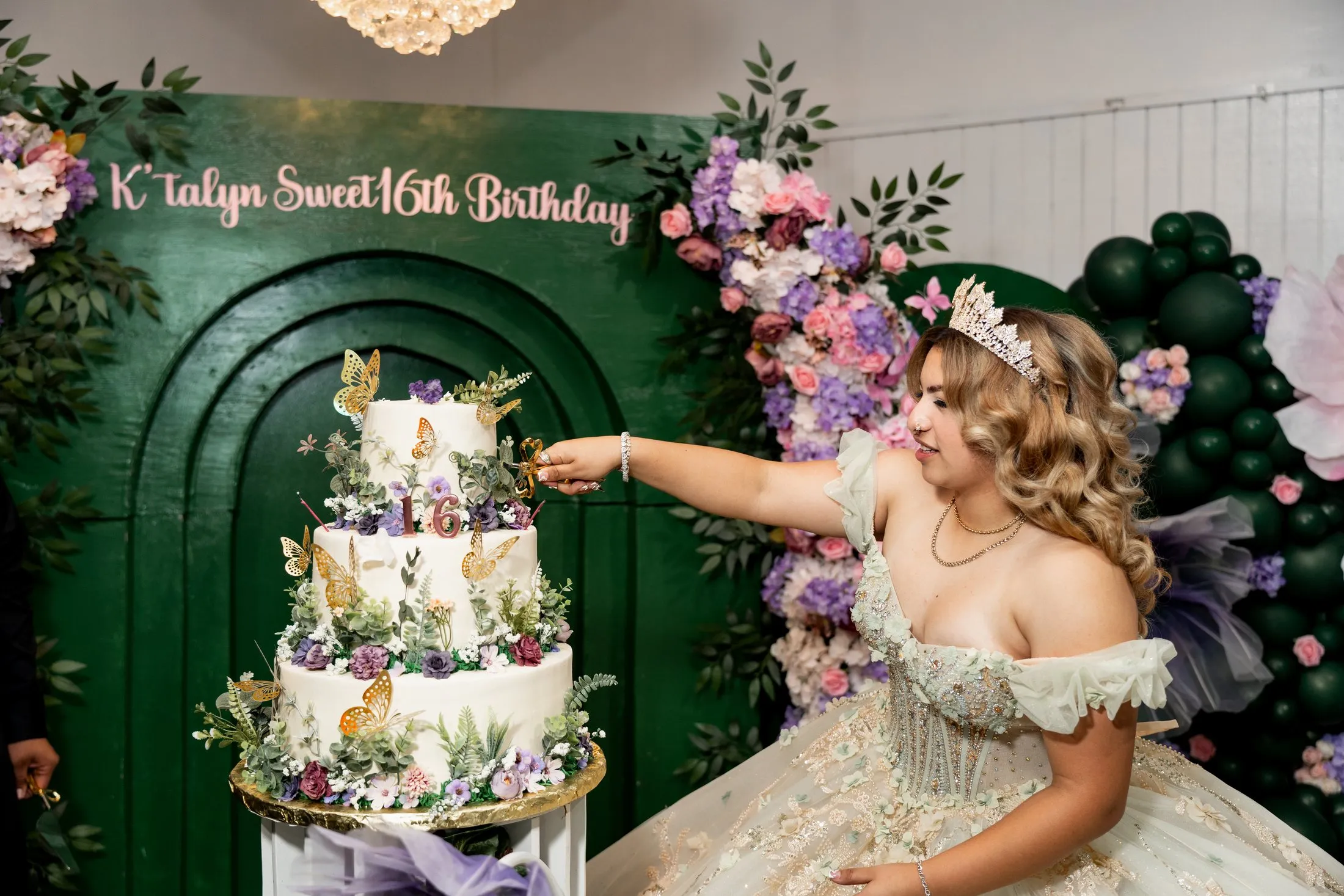Sweet 16 girl showing off her cake