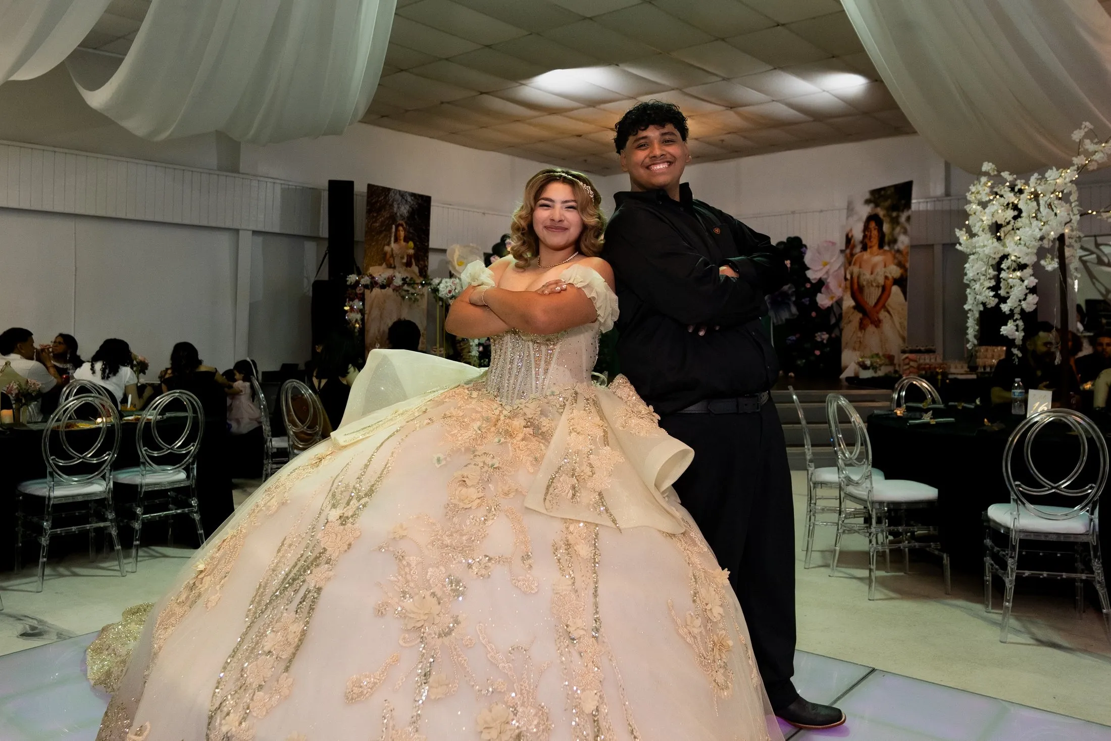 Sweet 16 presentation pose with her escort